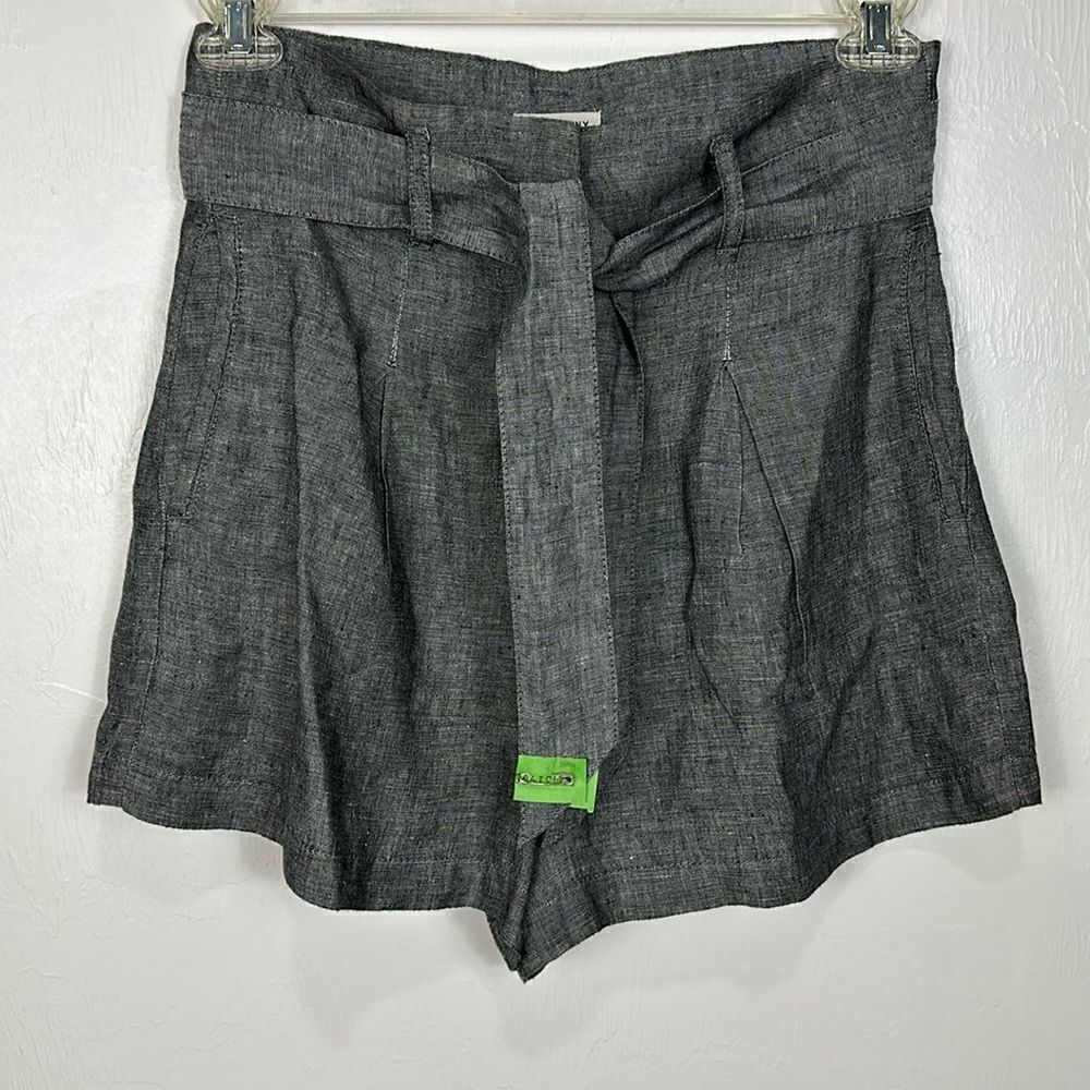 Artisan NY Gray Linen Paperbag High Rise Shorts With Pockets Size 4